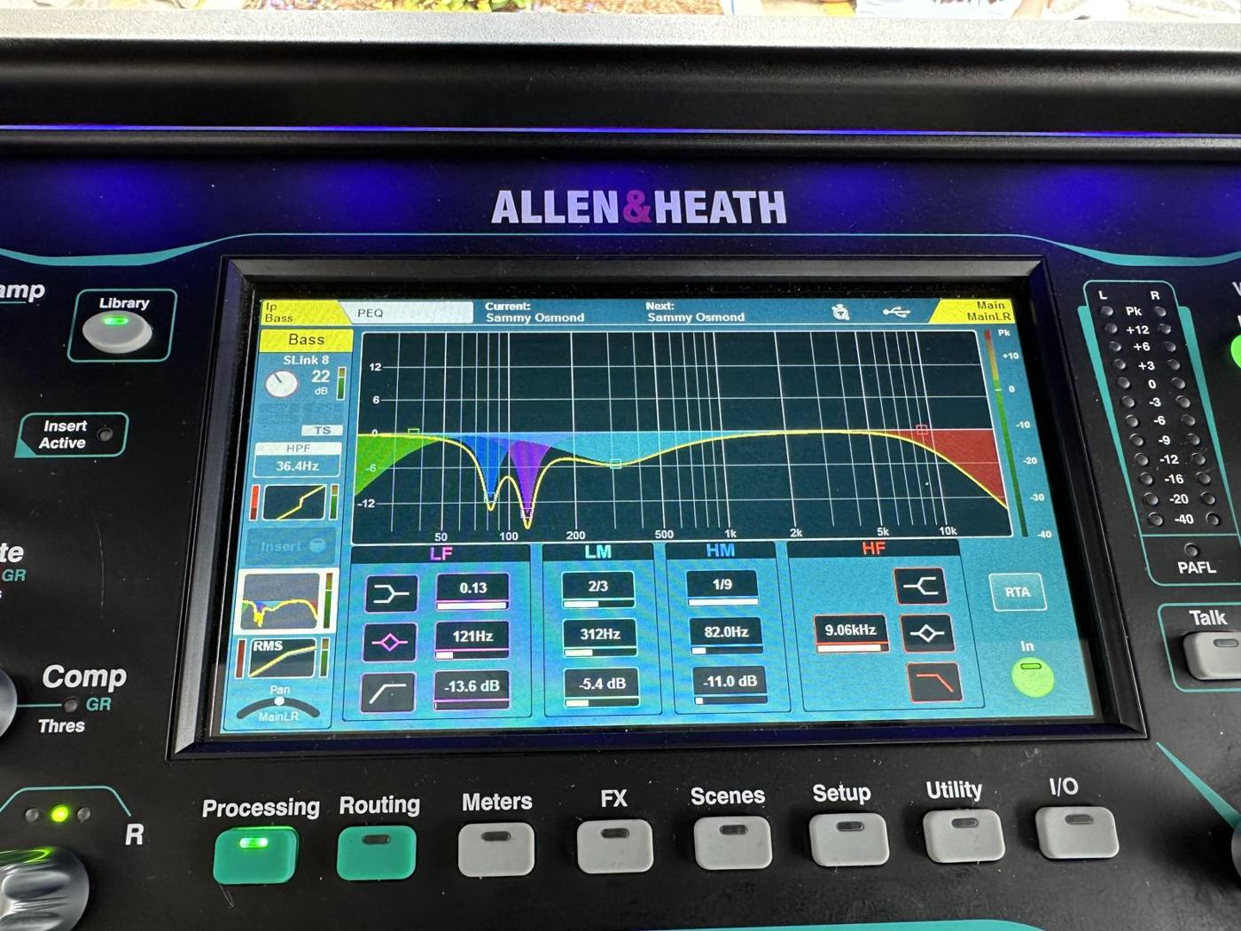 Allen & Heath console EQ screen